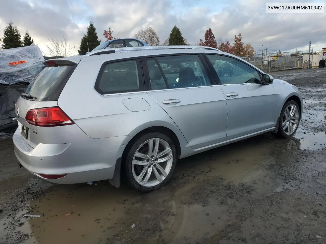 2017 Volkswagen Golf Sportwagen S VIN: 3VWC17AU0HM510942 Lot: 80790514