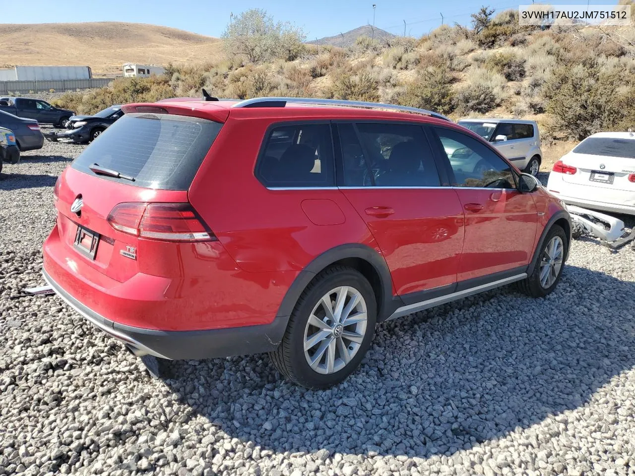 2018 Volkswagen Golf Alltrack S VIN: 3VWH17AU2JM751512 Lot: 70536724