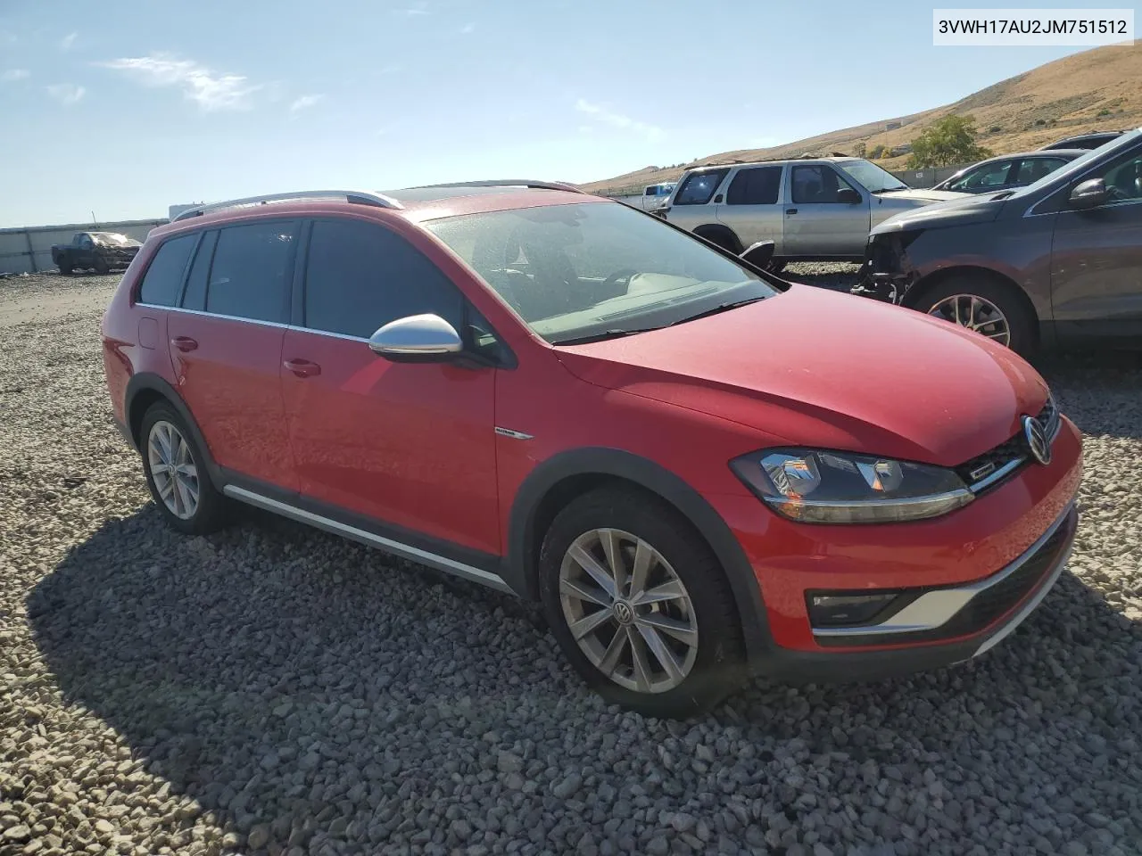 2018 Volkswagen Golf Alltrack S VIN: 3VWH17AU2JM751512 Lot: 70536724