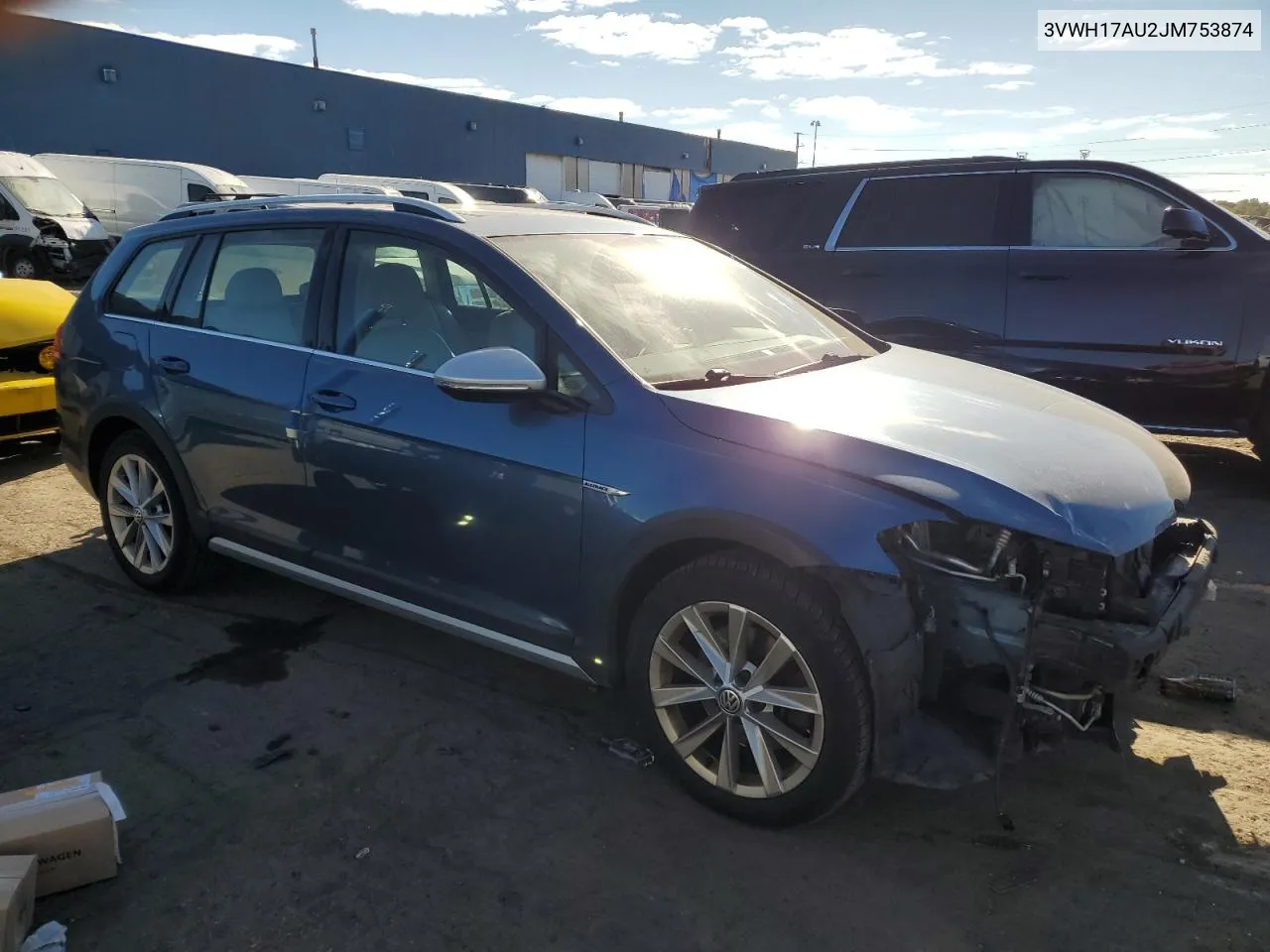 3VWH17AU2JM753874 2018 Volkswagen Golf Alltrack S