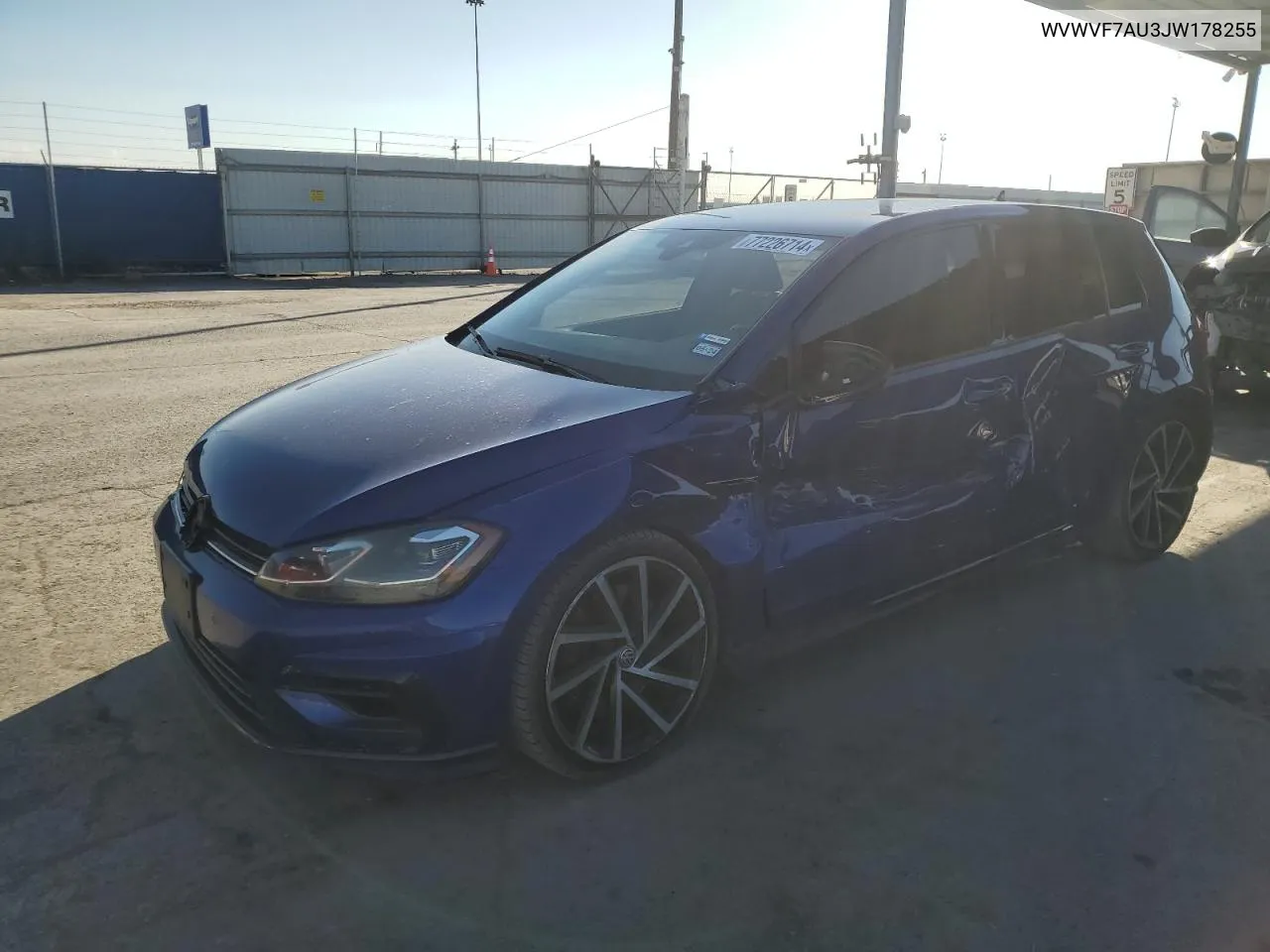 2018 Volkswagen Golf R VIN: WVWVF7AU3JW178255 Lot: 77226714