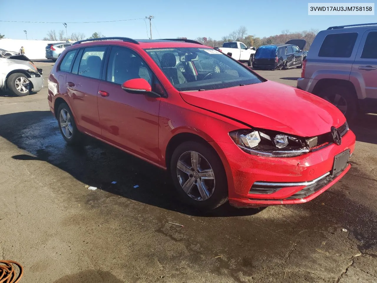 2018 Volkswagen Golf Sportwagen S VIN: 3VWD17AU3JM758158 Lot: 79501394