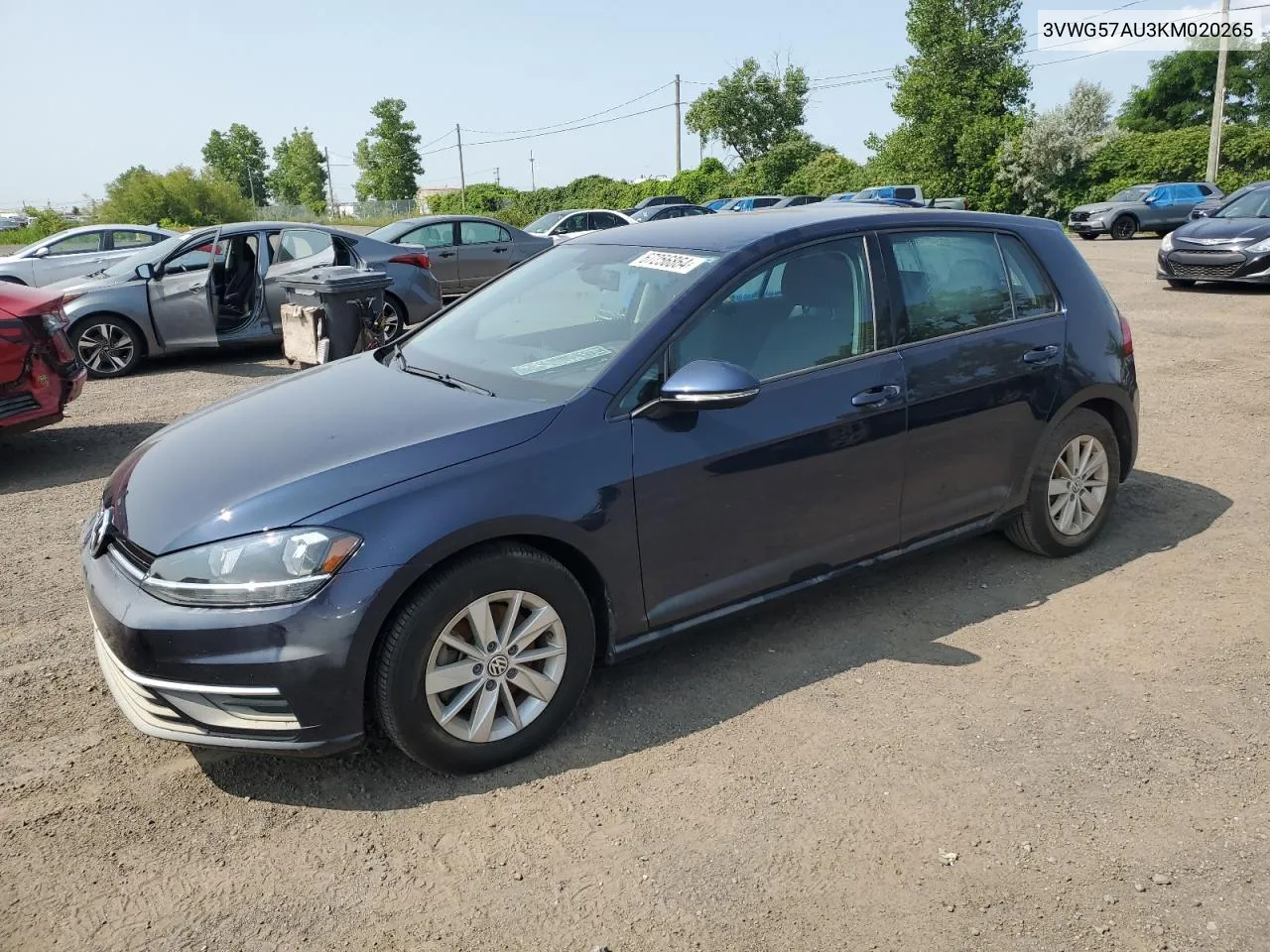 2019 Volkswagen Golf S VIN: 3VWG57AU3KM020265 Lot: 67256864