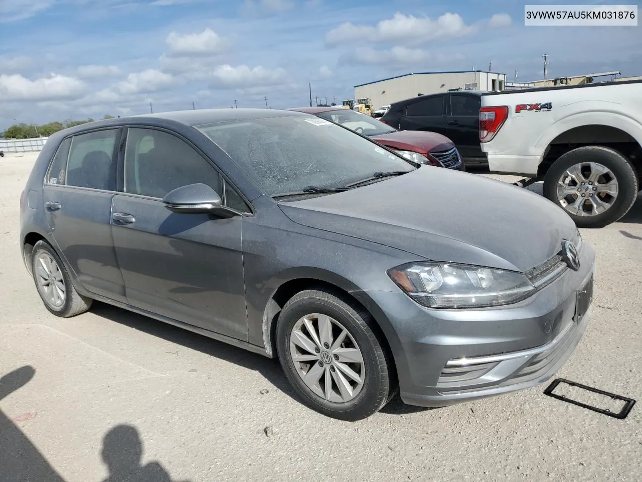 2019 Volkswagen Golf S VIN: 3VWW57AU5KM031876 Lot: 70893674