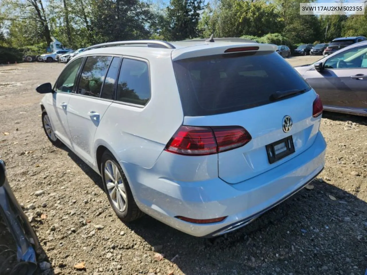 2019 Volkswagen Golf Sportwagen S VIN: 3VW117AU2KM502355 Lot: 71405544