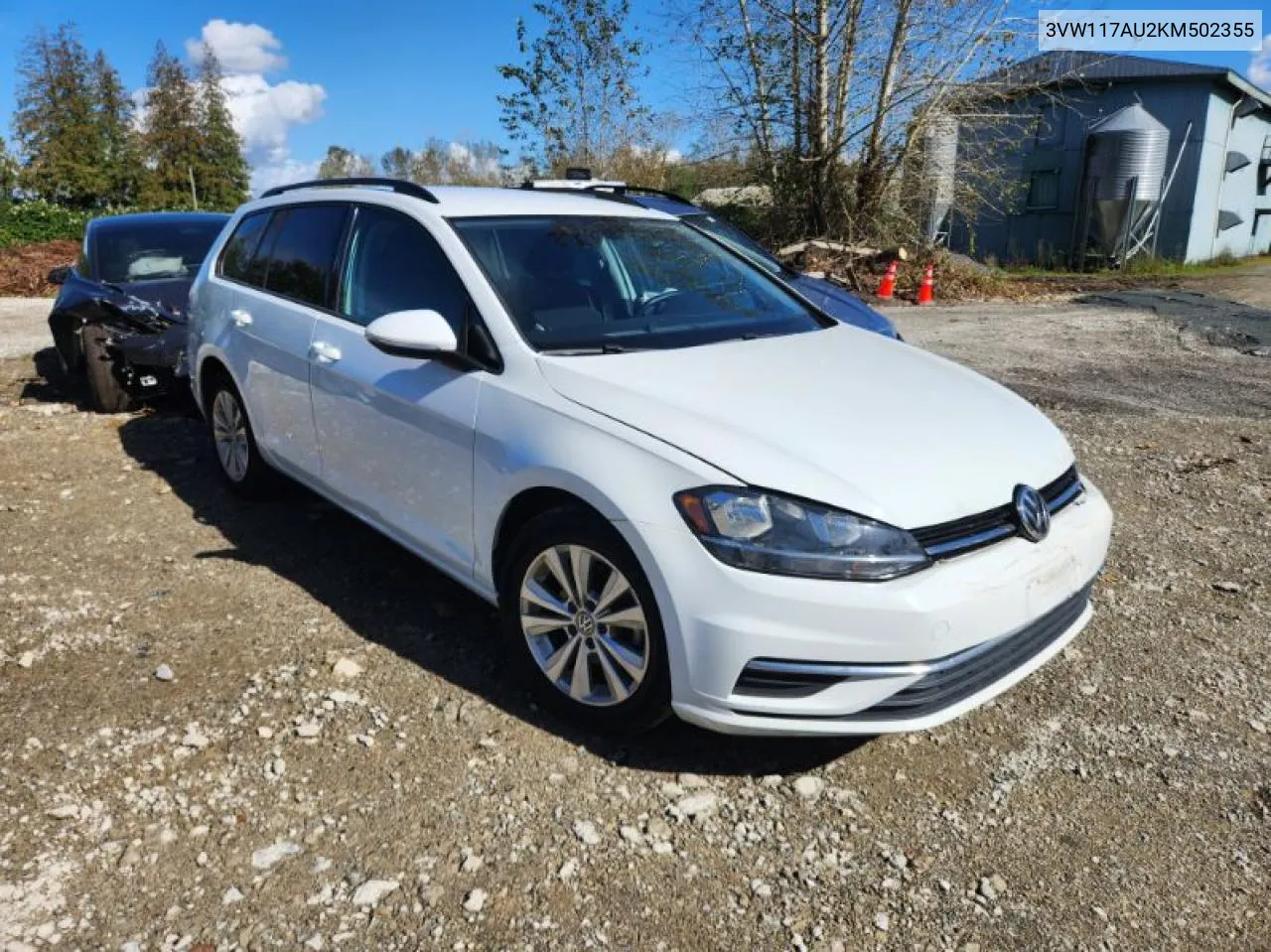 2019 Volkswagen Golf Sportwagen S VIN: 3VW117AU2KM502355 Lot: 71405544