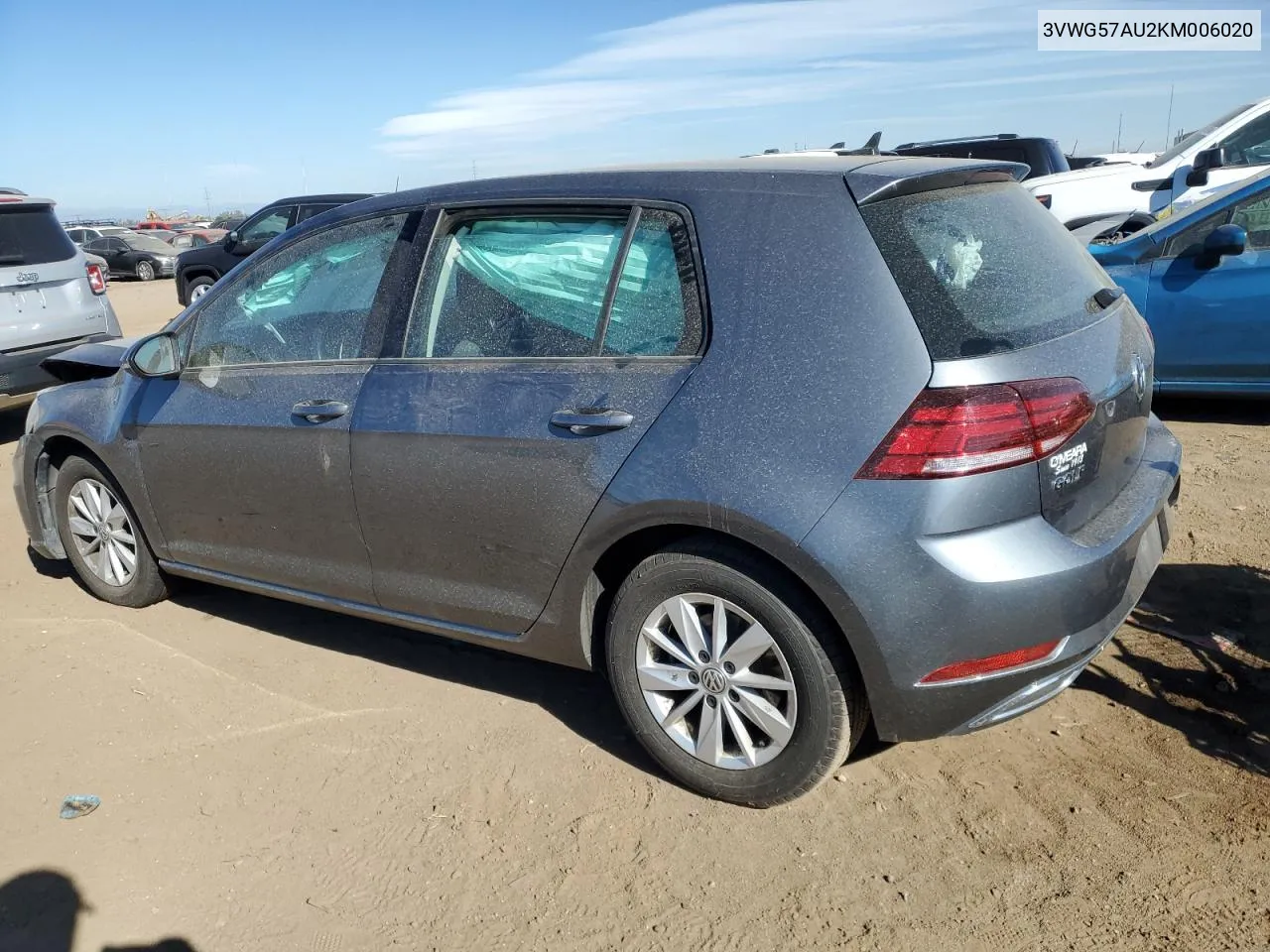 3VWG57AU2KM006020 2019 Volkswagen Golf S