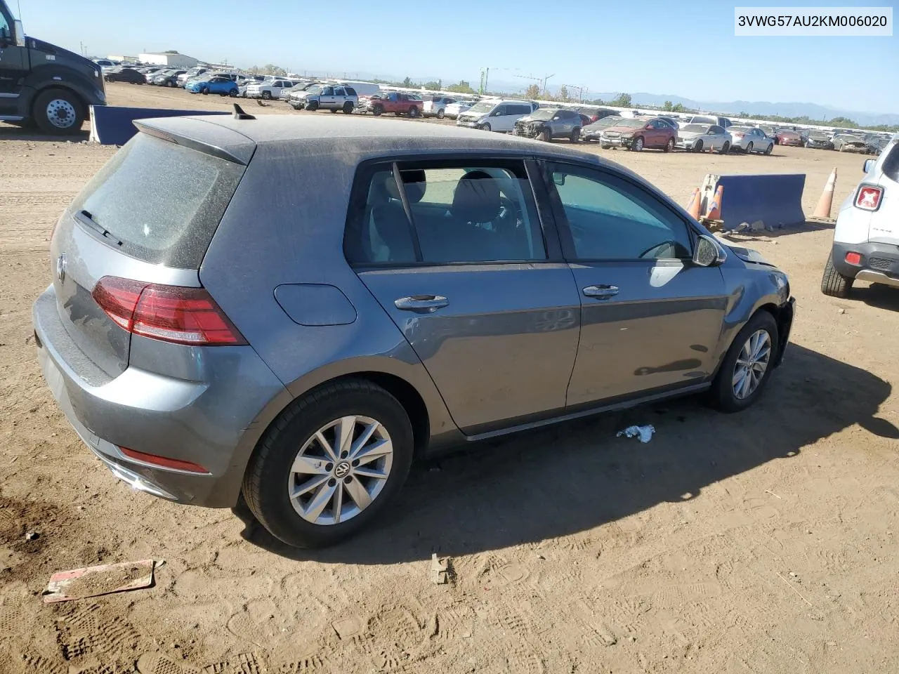 2019 Volkswagen Golf S VIN: 3VWG57AU2KM006020 Lot: 72015864