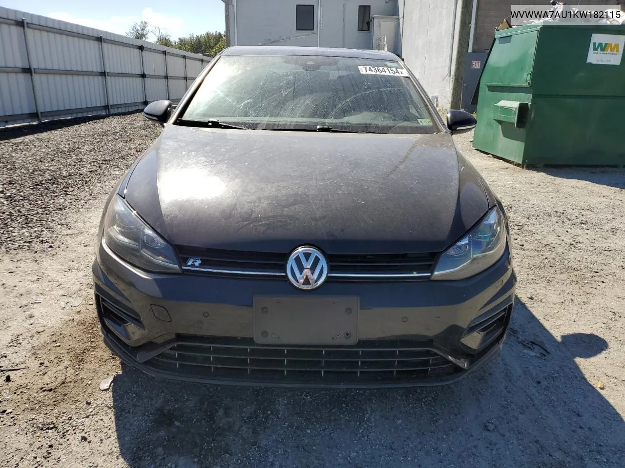 2019 Volkswagen Golf R VIN: WVWWA7AU1KW182115 Lot: 74364154