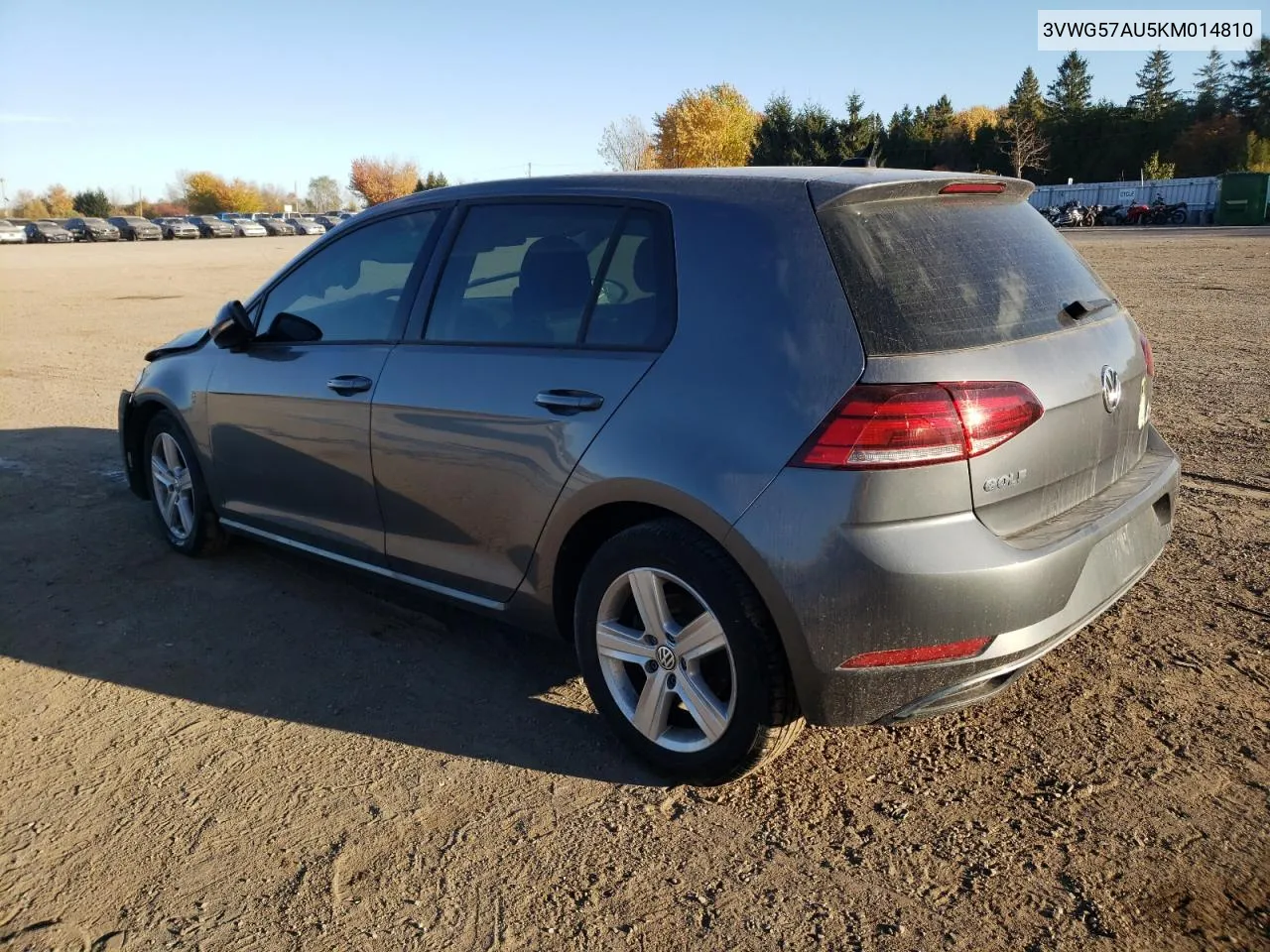 2019 Volkswagen Golf S VIN: 3VWG57AU5KM014810 Lot: 74568104