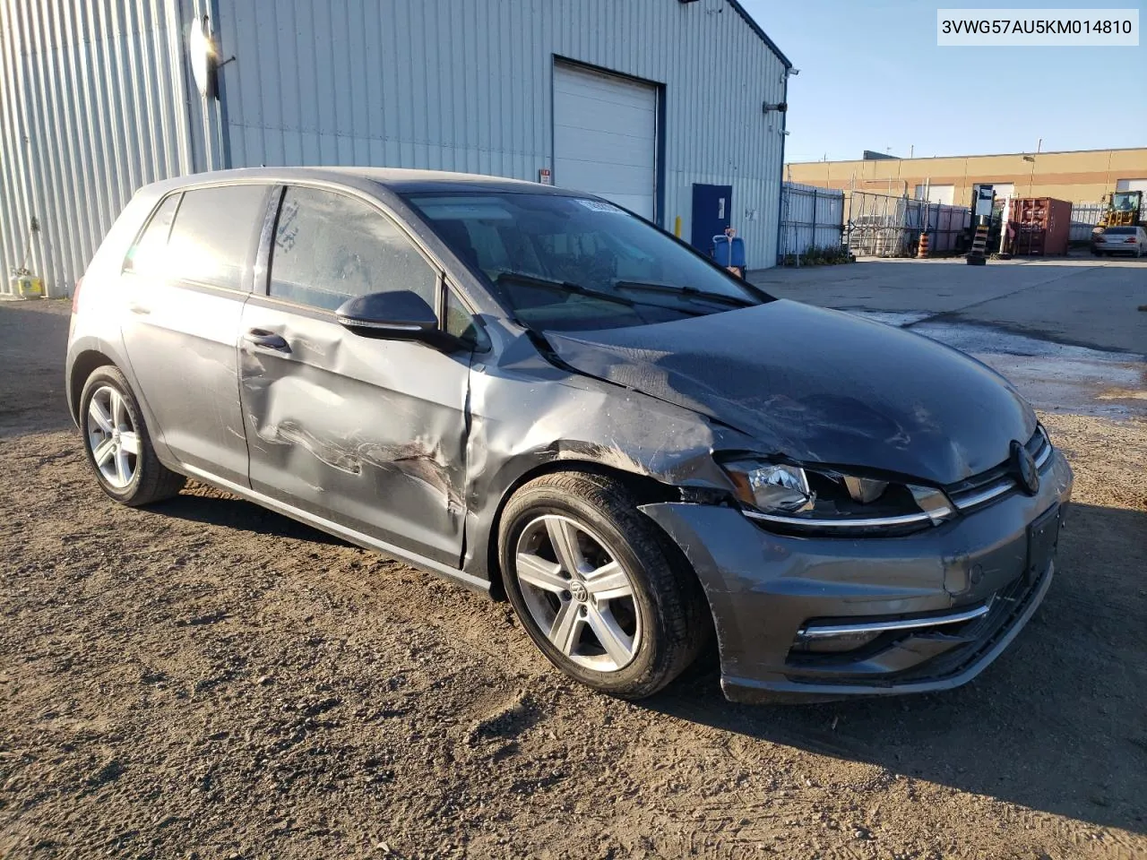 2019 Volkswagen Golf S VIN: 3VWG57AU5KM014810 Lot: 74568104