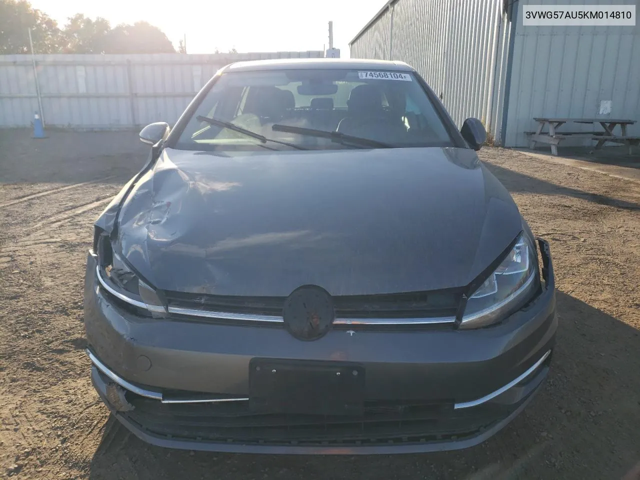 2019 Volkswagen Golf S VIN: 3VWG57AU5KM014810 Lot: 74568104