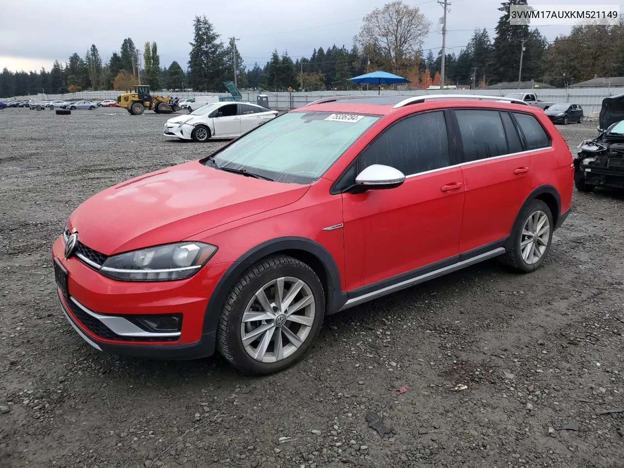 2019 Volkswagen Golf Alltrack S VIN: 3VWM17AUXKM521149 Lot: 75336784