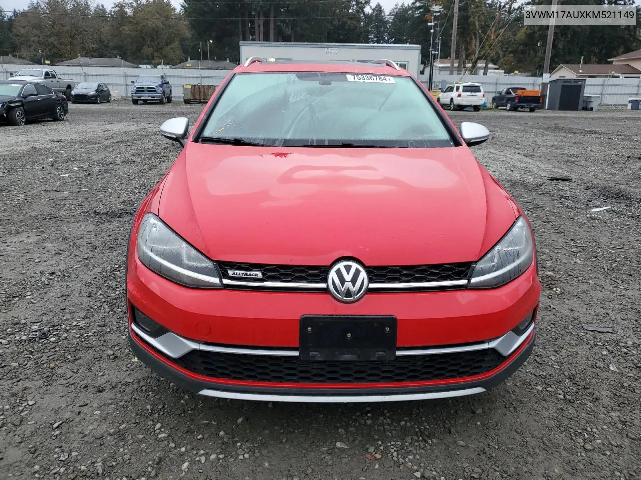 2019 Volkswagen Golf Alltrack S VIN: 3VWM17AUXKM521149 Lot: 75336784