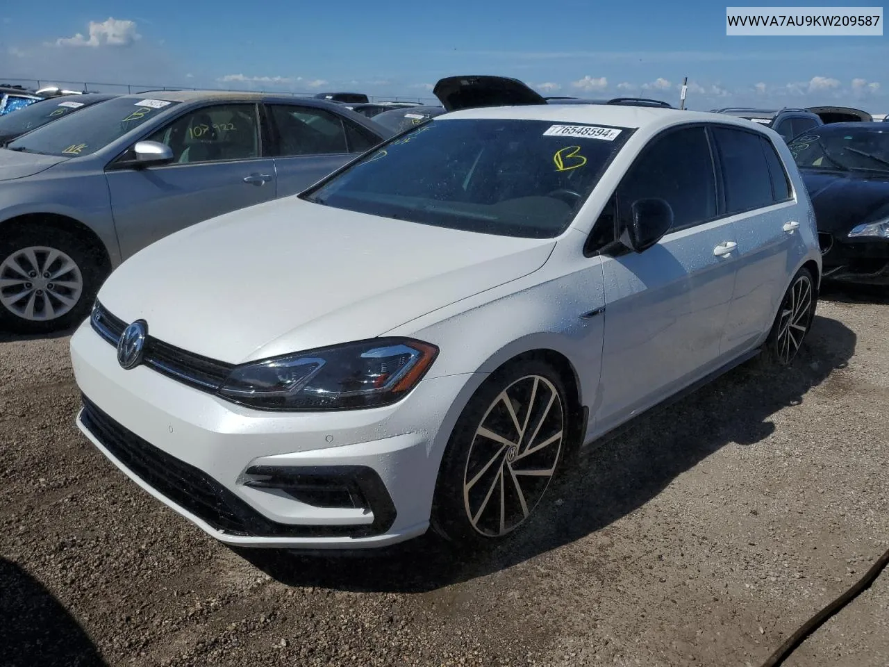 2019 Volkswagen Golf R VIN: WVWVA7AU9KW209587 Lot: 76548594