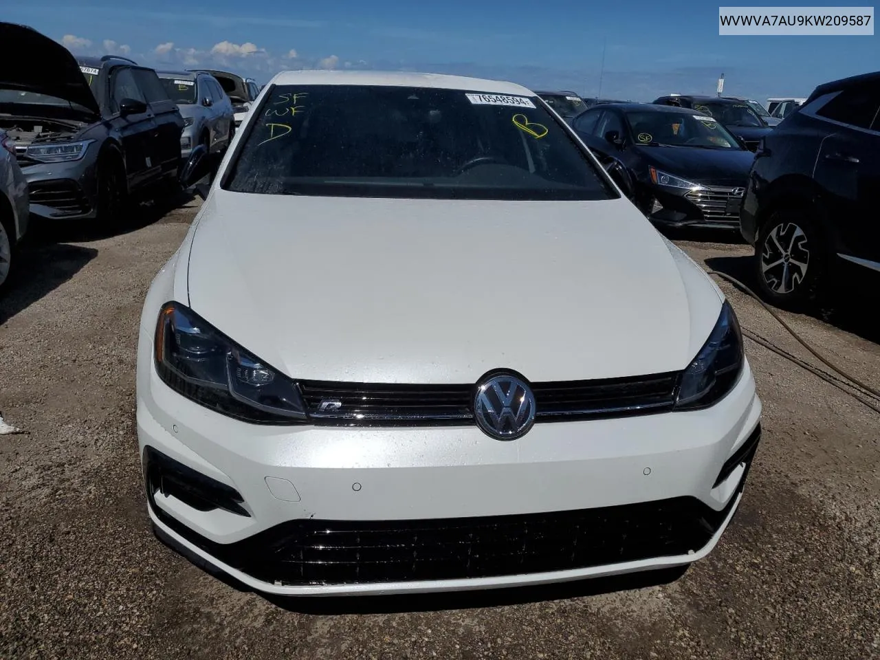 2019 Volkswagen Golf R VIN: WVWVA7AU9KW209587 Lot: 76548594