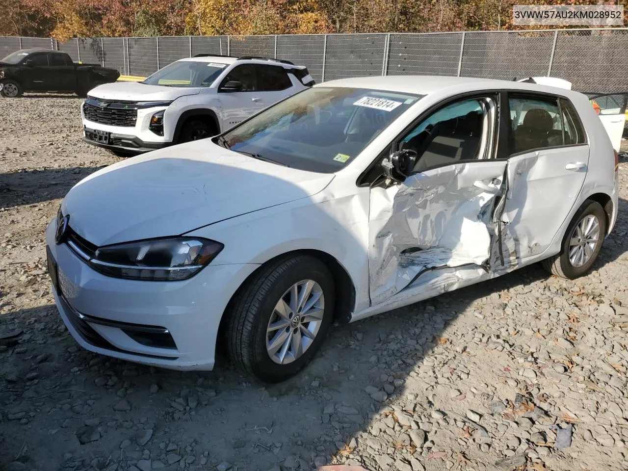 2019 Volkswagen Golf S VIN: 3VWW57AU2KM028952 Lot: 78221814