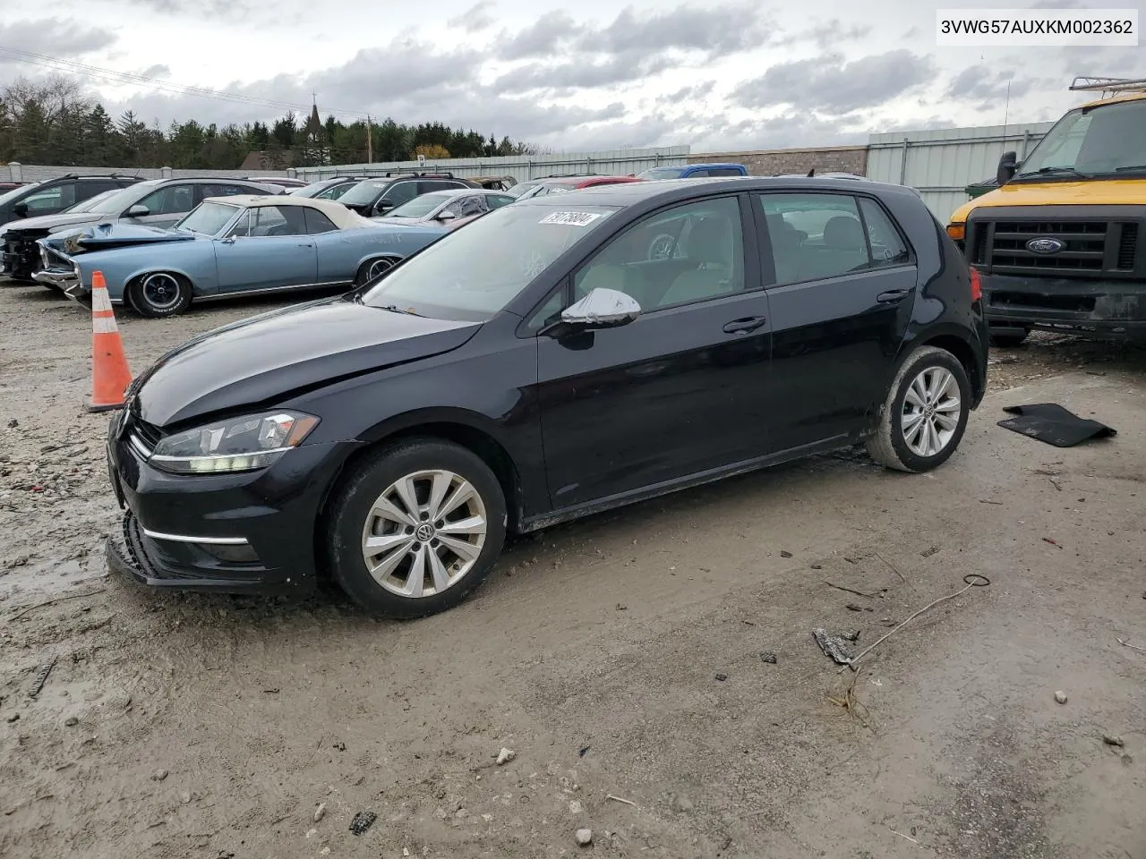 2019 Volkswagen Golf S VIN: 3VWG57AUXKM002362 Lot: 79175804