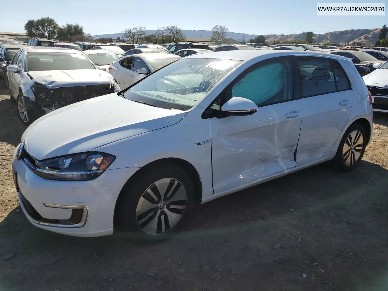 2019 Volkswagen E-Golf Se VIN: WVWKR7AU2KW902870 Lot: 79369124