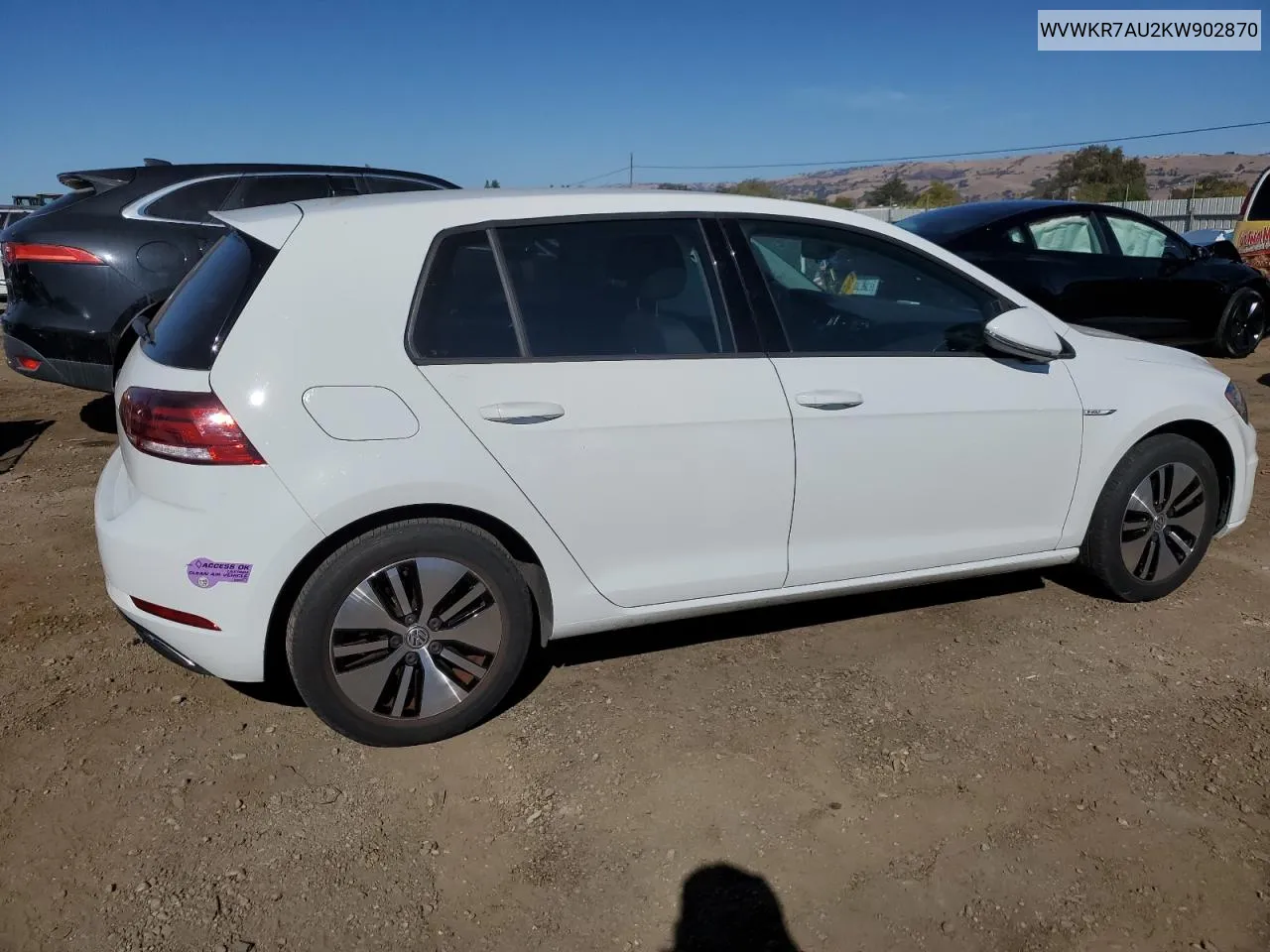 2019 Volkswagen E-Golf Se VIN: WVWKR7AU2KW902870 Lot: 79369124