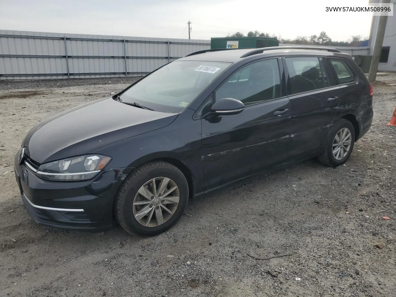 2019 Volkswagen Golf Sportwagen S VIN: 3VWY57AU0KM508996 Lot: 80706874