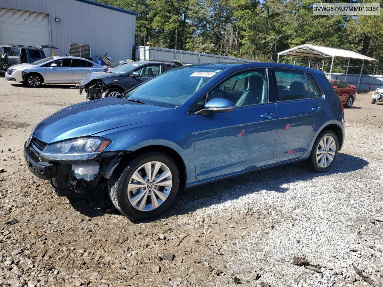 2021 Volkswagen Golf VIN: 3VWG57AU7MM013354 Lot: 75302764