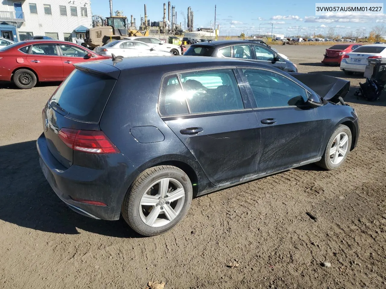 2021 Volkswagen Golf VIN: 3VWG57AU5MM014227 Lot: 77642424