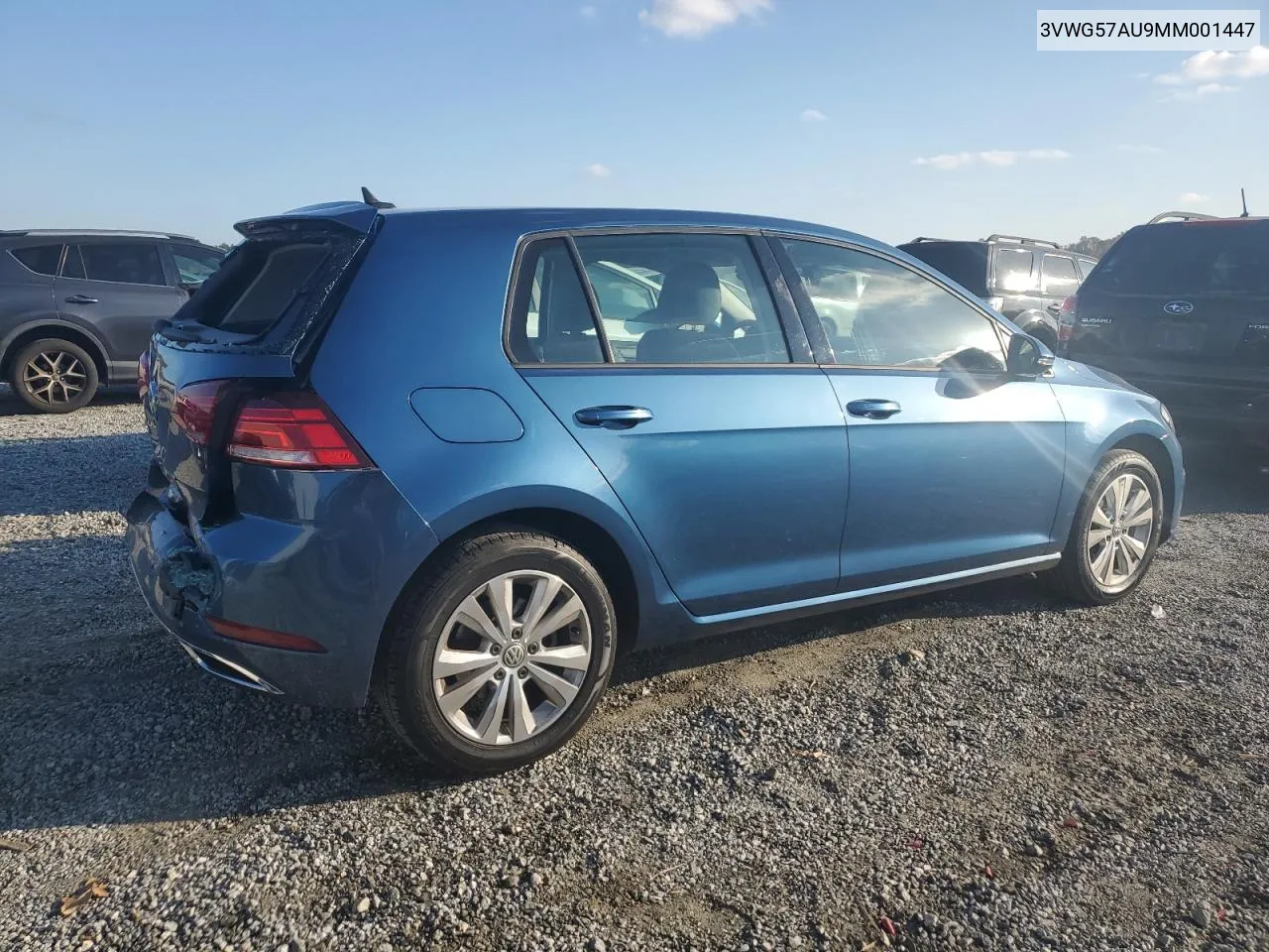 2021 Volkswagen Golf VIN: 3VWG57AU9MM001447 Lot: 78355624