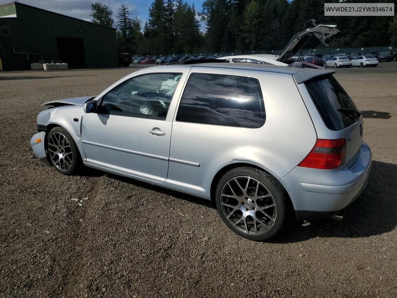 2000 Volkswagen Gti Glx VIN: WVWDE21J2YW334674 Lot: 72813144