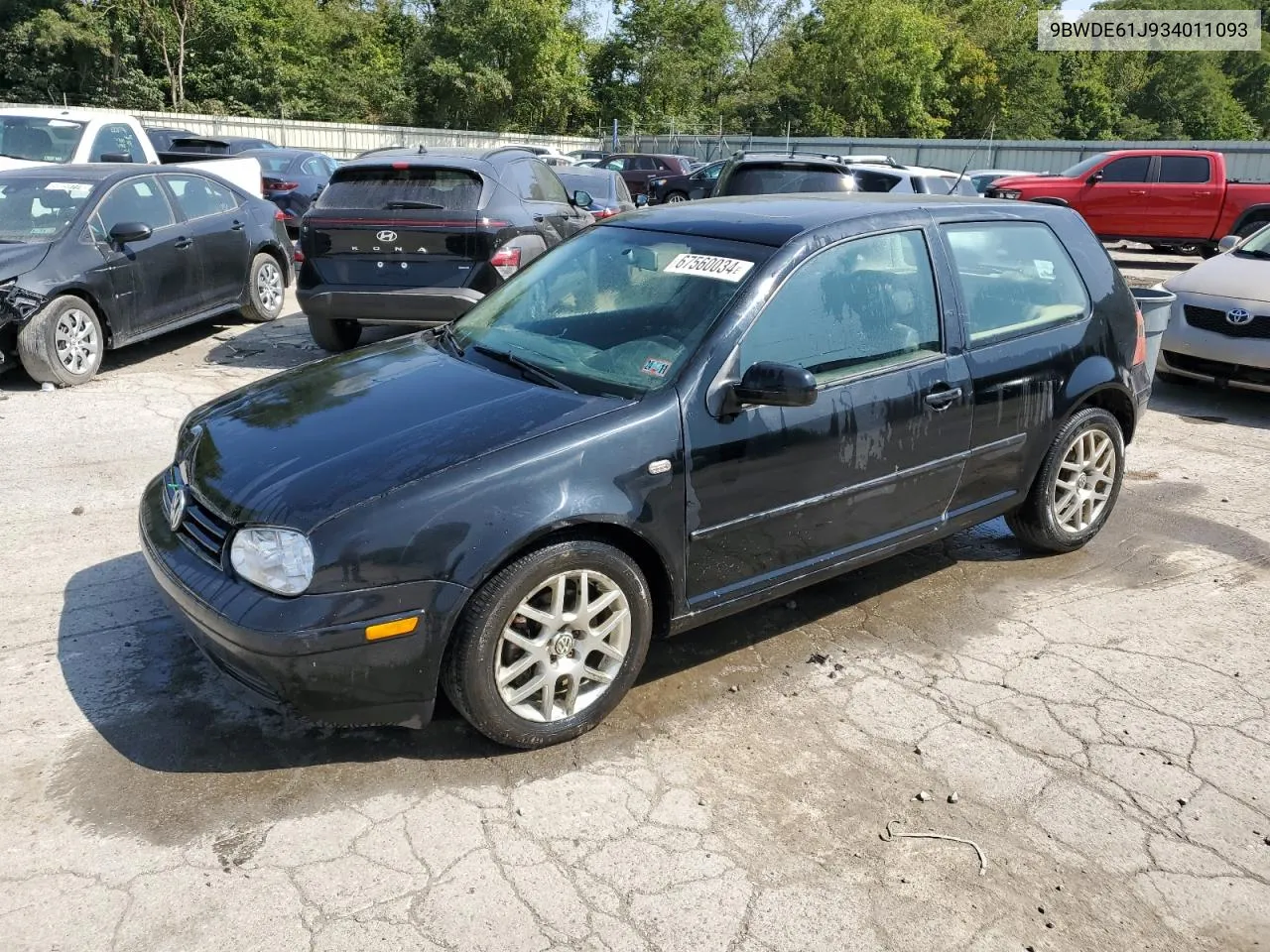 2003 Volkswagen Gti VIN: 9BWDE61J934011093 Lot: 67560034