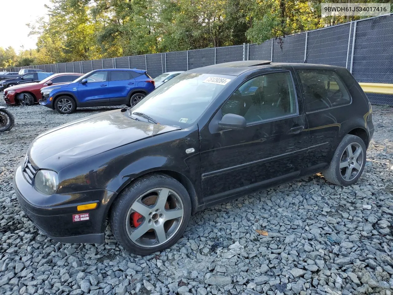 2003 Volkswagen Gti Vr6 VIN: 9BWDH61J534017416 Lot: 75129284