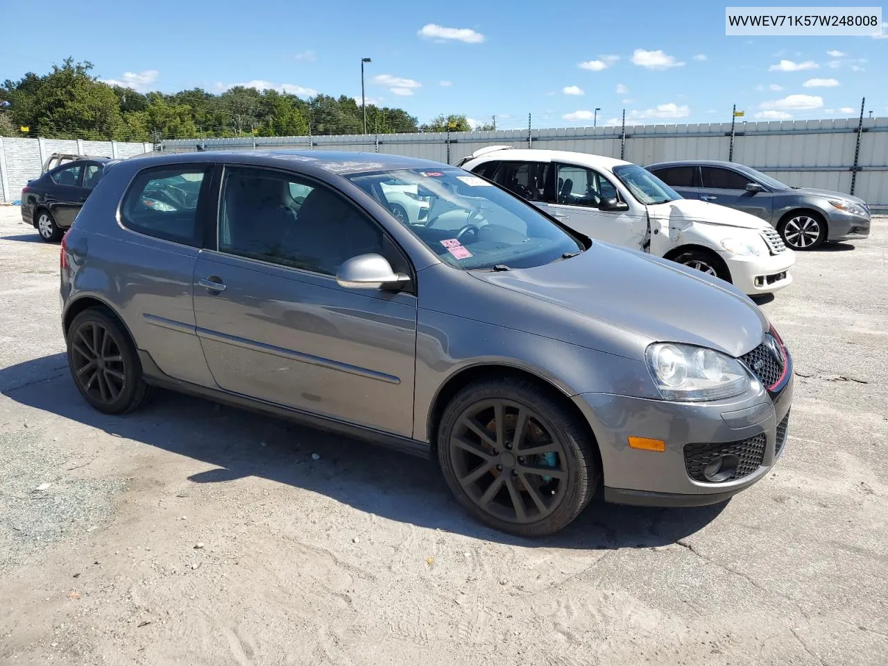 2007 Volkswagen New Gti VIN: WVWEV71K57W248008 Lot: 76191274