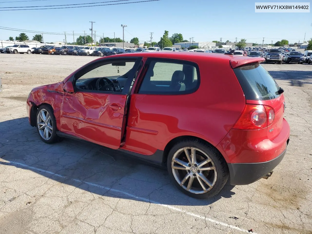 2008 Volkswagen Gti VIN: WVWFV71KX8W149402 Lot: 56287624