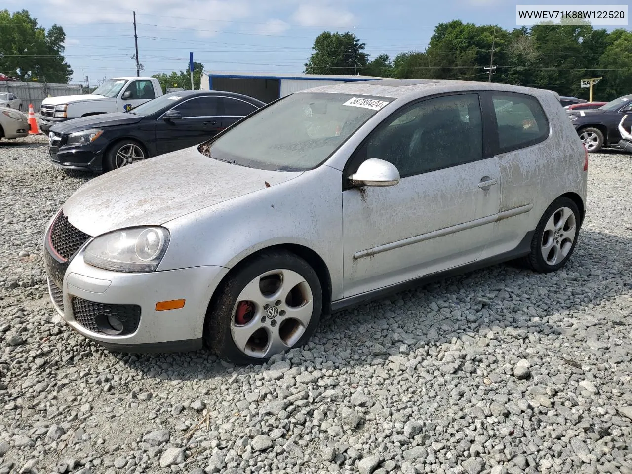 2008 Volkswagen Gti VIN: WVWEV71K88W122520 Lot: 58789424