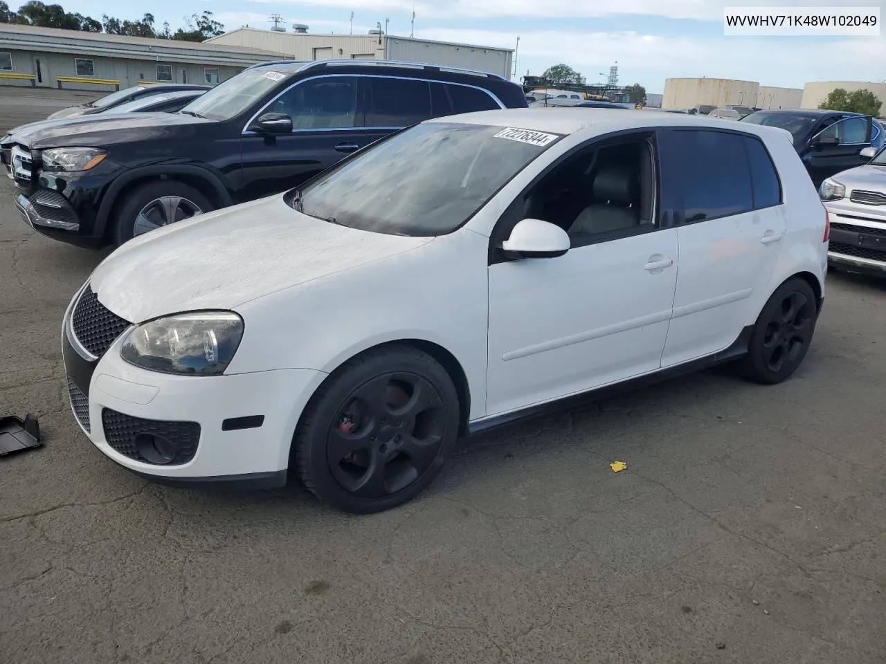 2008 Volkswagen Gti VIN: WVWHV71K48W102049 Lot: 72276344