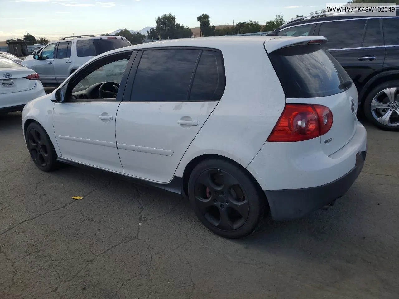 2008 Volkswagen Gti VIN: WVWHV71K48W102049 Lot: 72276344