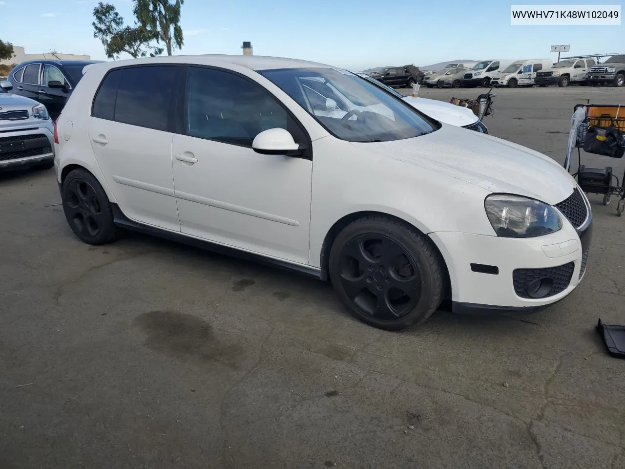 2008 Volkswagen Gti VIN: WVWHV71K48W102049 Lot: 72276344