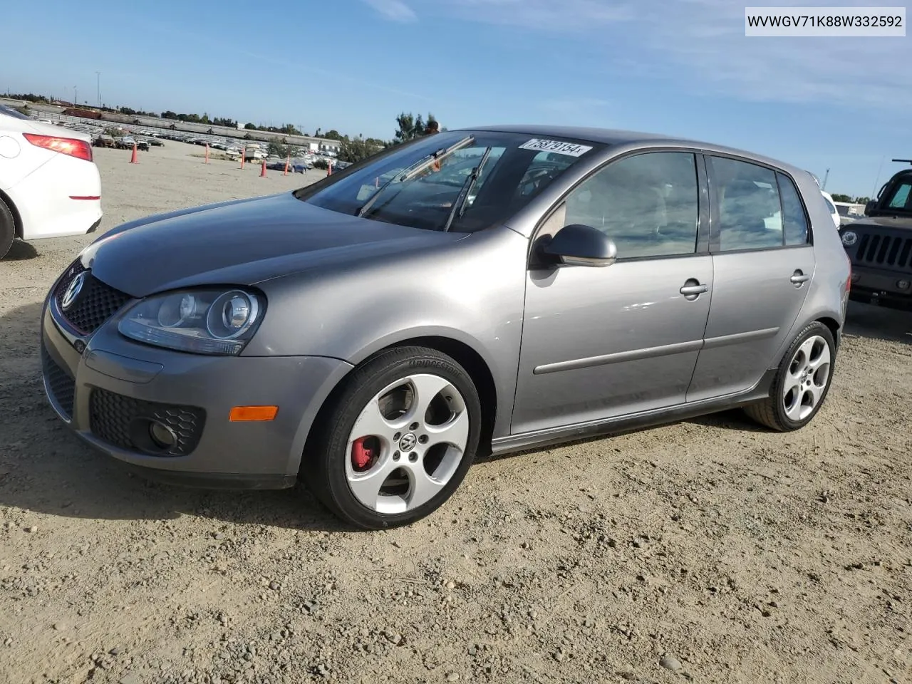 2008 Volkswagen Gti VIN: WVWGV71K88W332592 Lot: 75879154