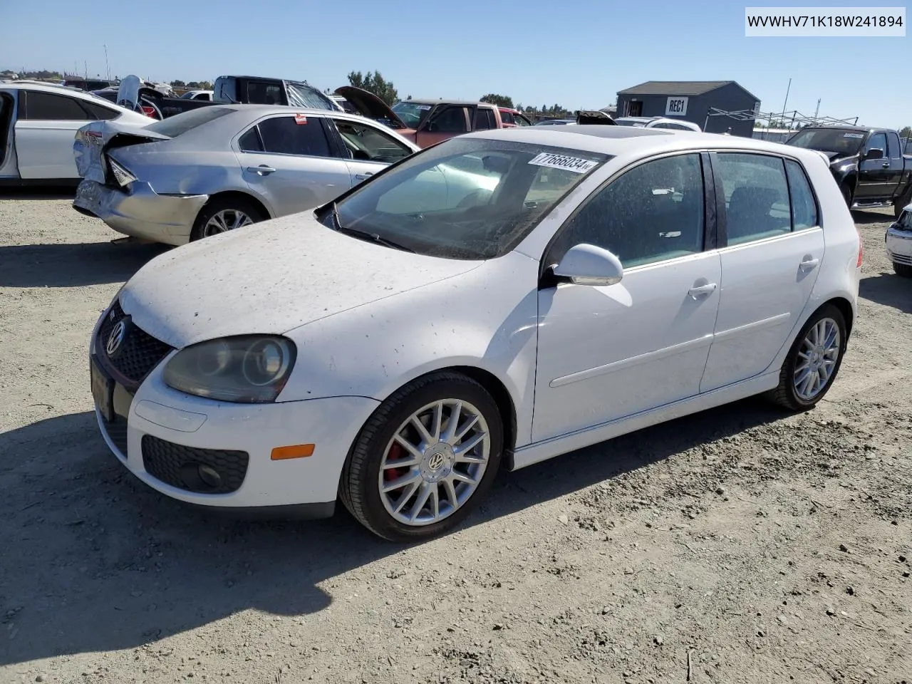 2008 Volkswagen Gti VIN: WVWHV71K18W241894 Lot: 77666034