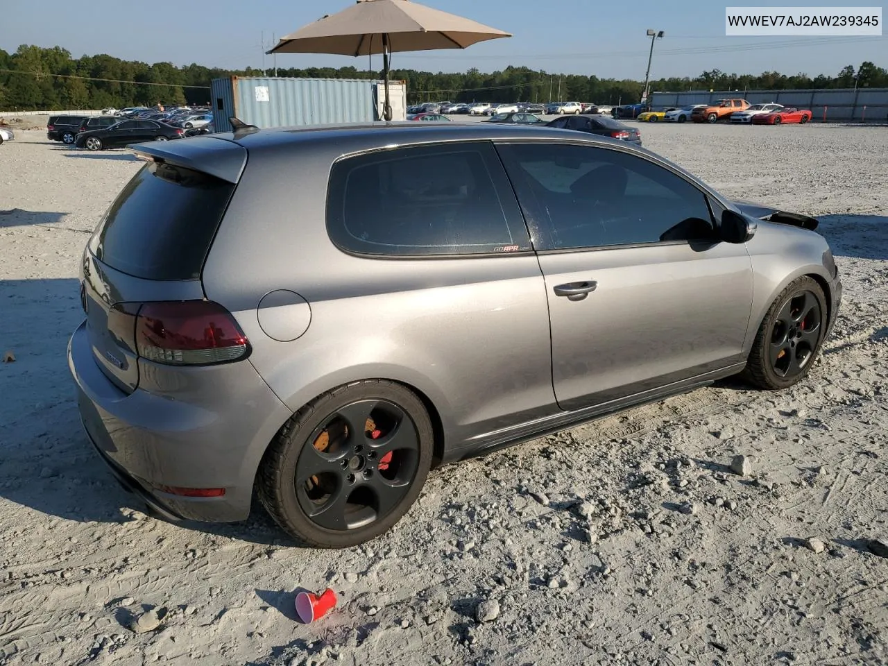 2010 Volkswagen Gti VIN: WVWEV7AJ2AW239345 Lot: 74179404