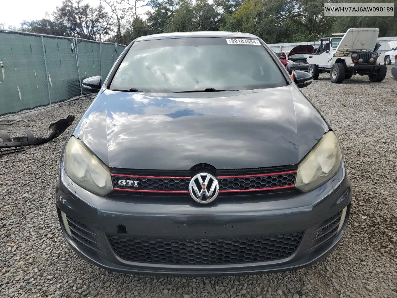 2010 Volkswagen Gti VIN: WVWHV7AJ6AW090189 Lot: 80183584