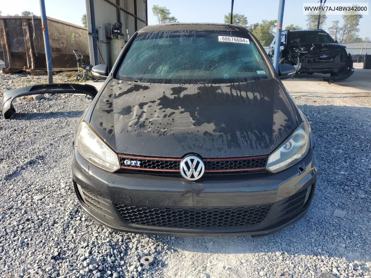 2011 Volkswagen Gti VIN: WVWFV7AJ4BW342000 Lot: 68676694