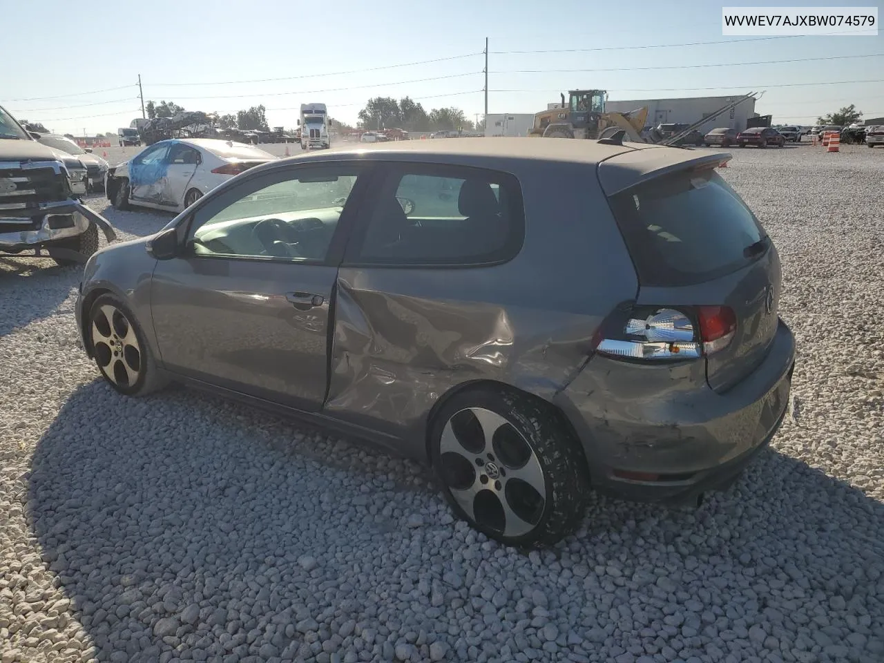 2011 Volkswagen Gti VIN: WVWEV7AJXBW074579 Lot: 70604034