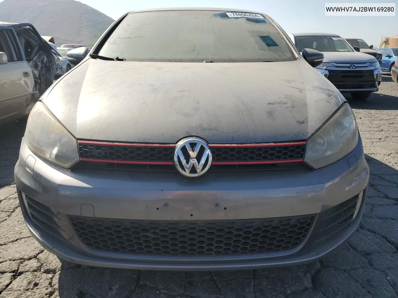 2011 Volkswagen Gti VIN: WVWHV7AJ2BW169280 Lot: 78096204