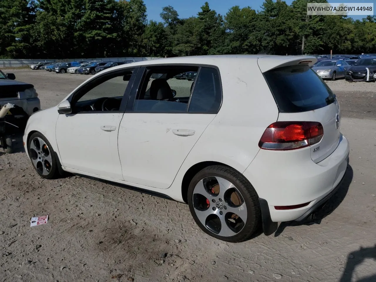 2012 Volkswagen Gti VIN: WVWHD7AJ2CW144948 Lot: 71391134