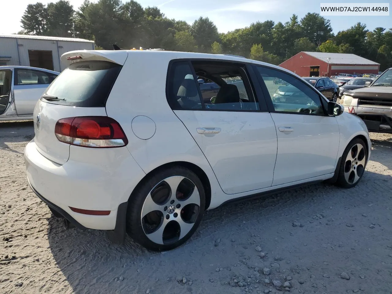 2012 Volkswagen Gti VIN: WVWHD7AJ2CW144948 Lot: 71391134