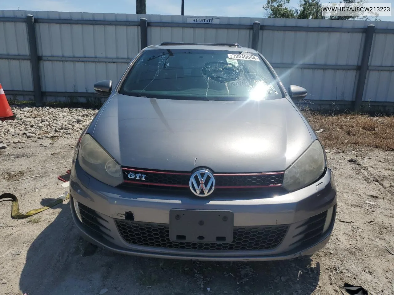 2012 Volkswagen Gti VIN: WVWHD7AJ8CW213223 Lot: 72049094