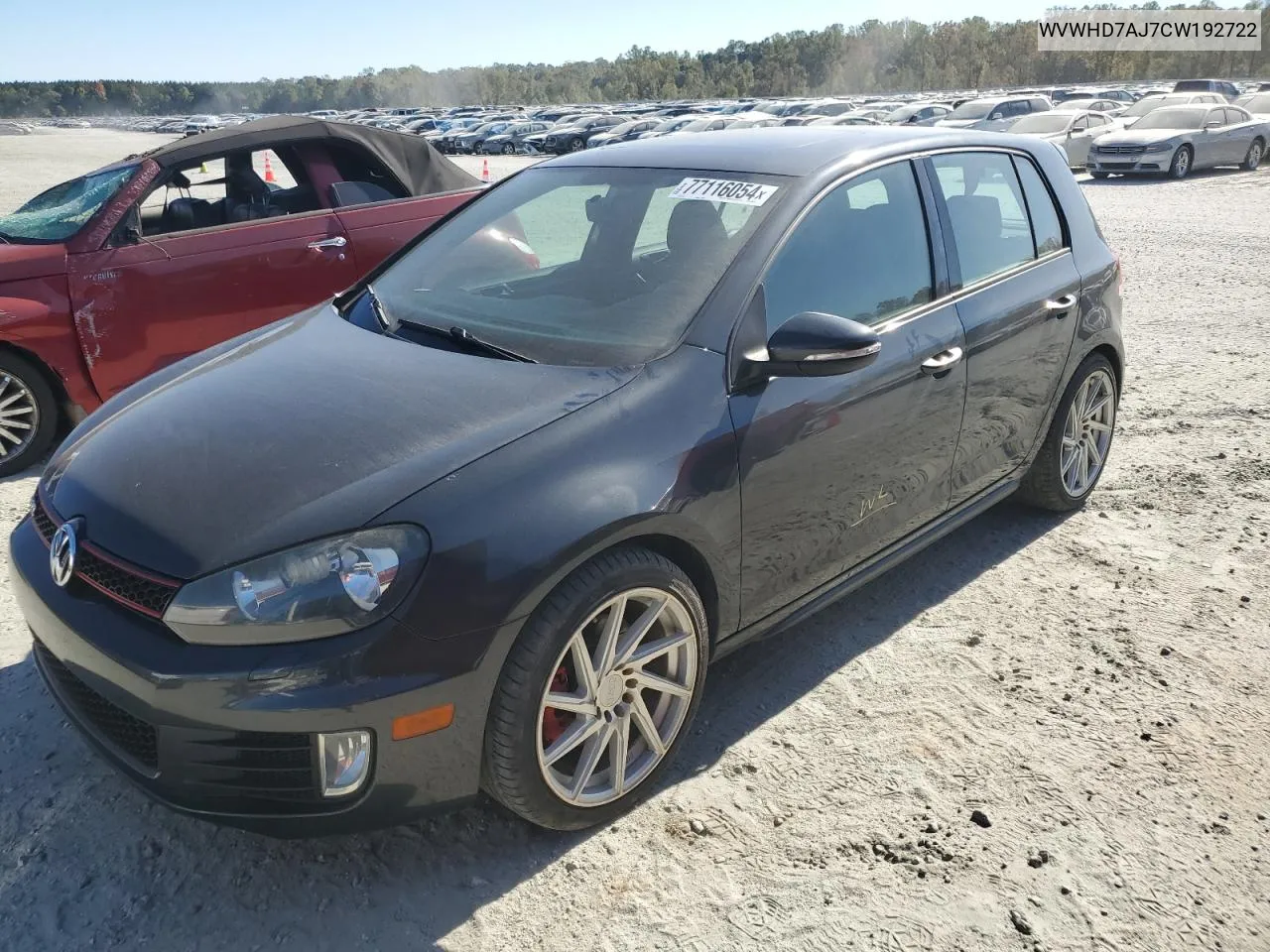 2012 Volkswagen Gti VIN: WVWHD7AJ7CW192722 Lot: 77116054