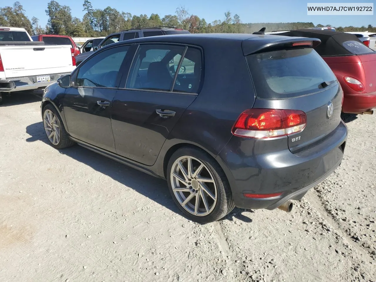 2012 Volkswagen Gti VIN: WVWHD7AJ7CW192722 Lot: 77116054