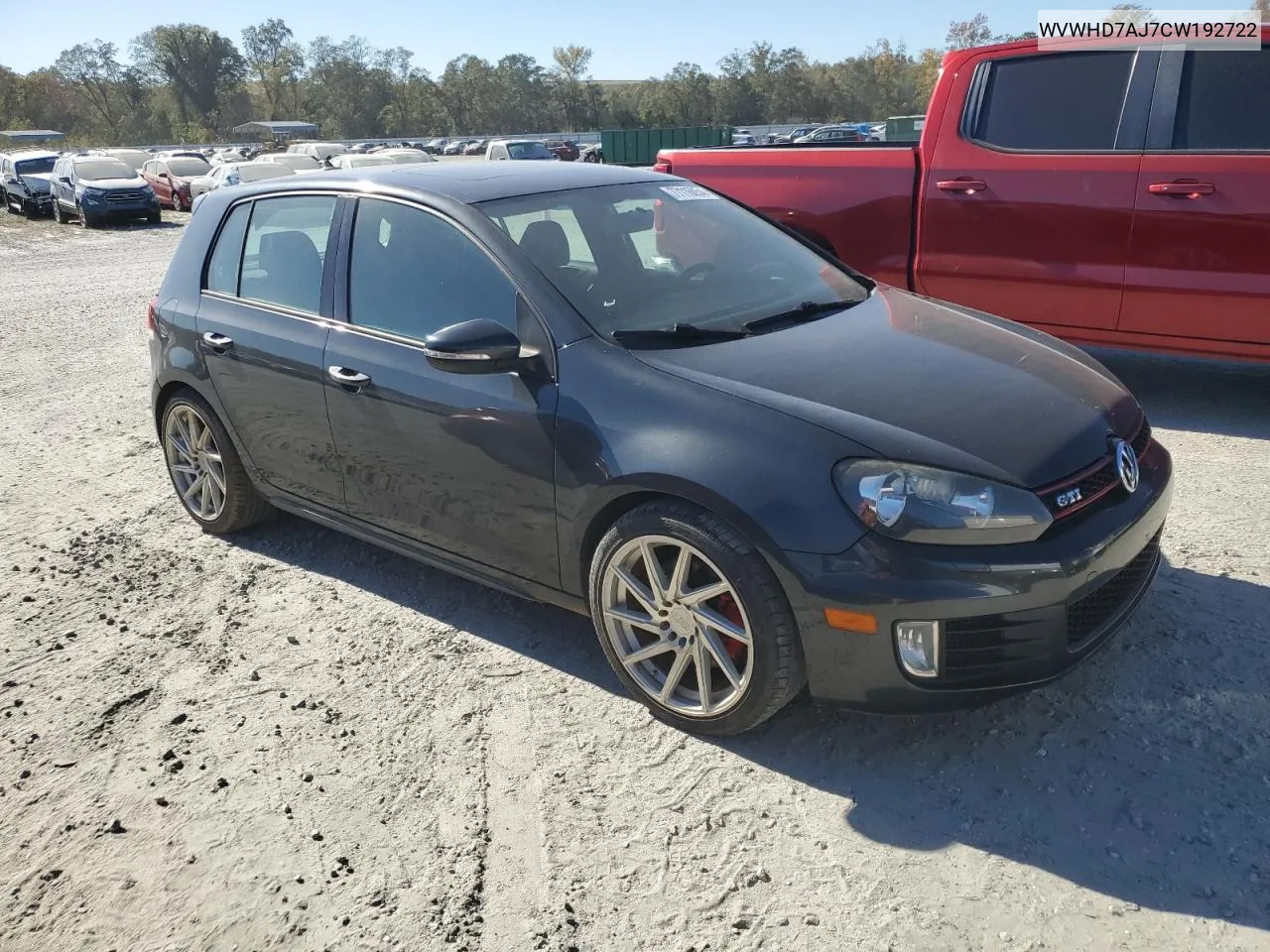 2012 Volkswagen Gti VIN: WVWHD7AJ7CW192722 Lot: 77116054